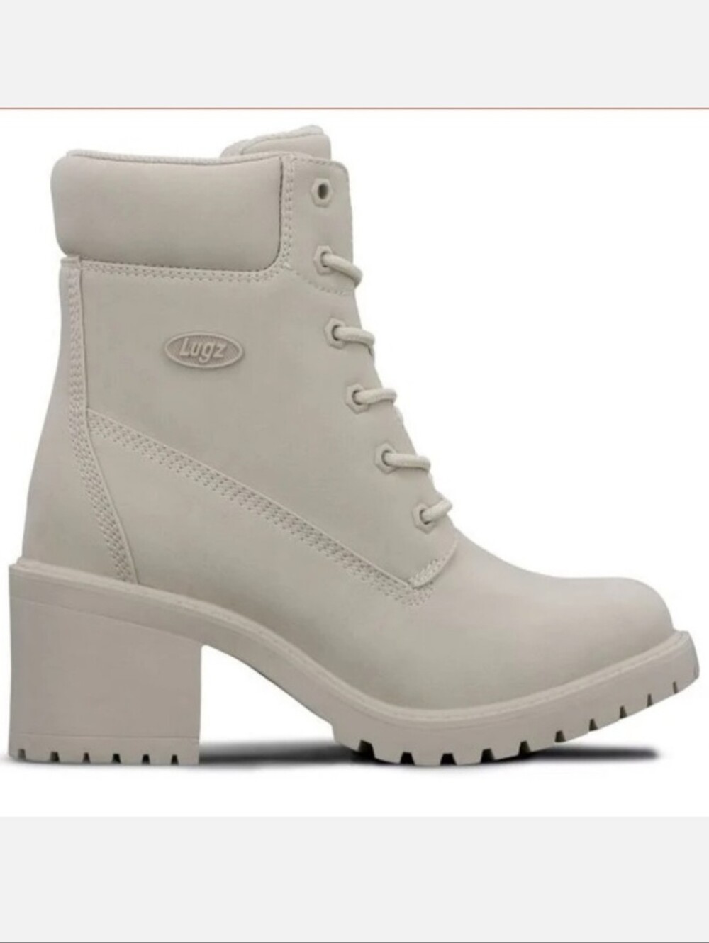 Lugz | Clover Lace-Up Block Heel Boots in Creamy White